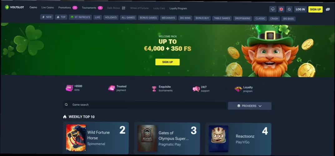 Voltslot casino welkomstbonus tot €1.000 + 250 gratis spins